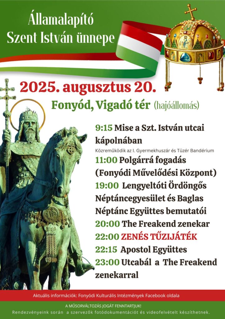 Államalapító Szent István ünnepe plakát Fonyódon