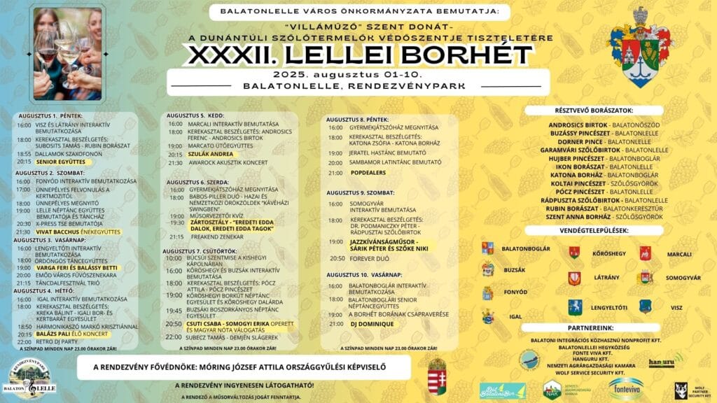 XXXII. Balatonlellei borhét program plakát