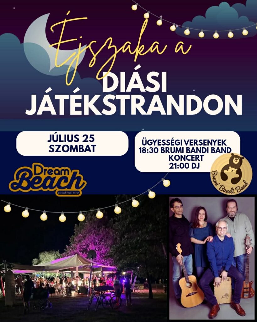 Éjszaka a Diási Játékstrandon Gyenesdiáson - esemény plakátja